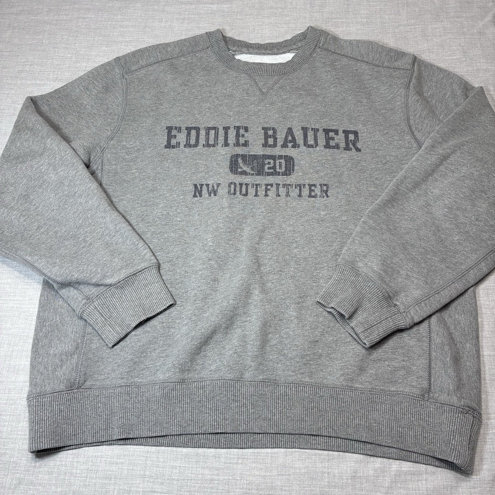 Vintage Y2K Eddie Bauer Sports Shop Mens L Gray Crewneck Pullover Sweatshirt